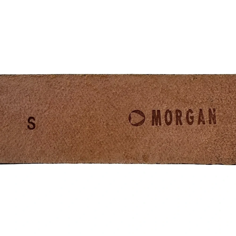 Morgan Vintage Y2K Glam Black Leather Belt Aurora Borealis Rhinestone Buckle S
